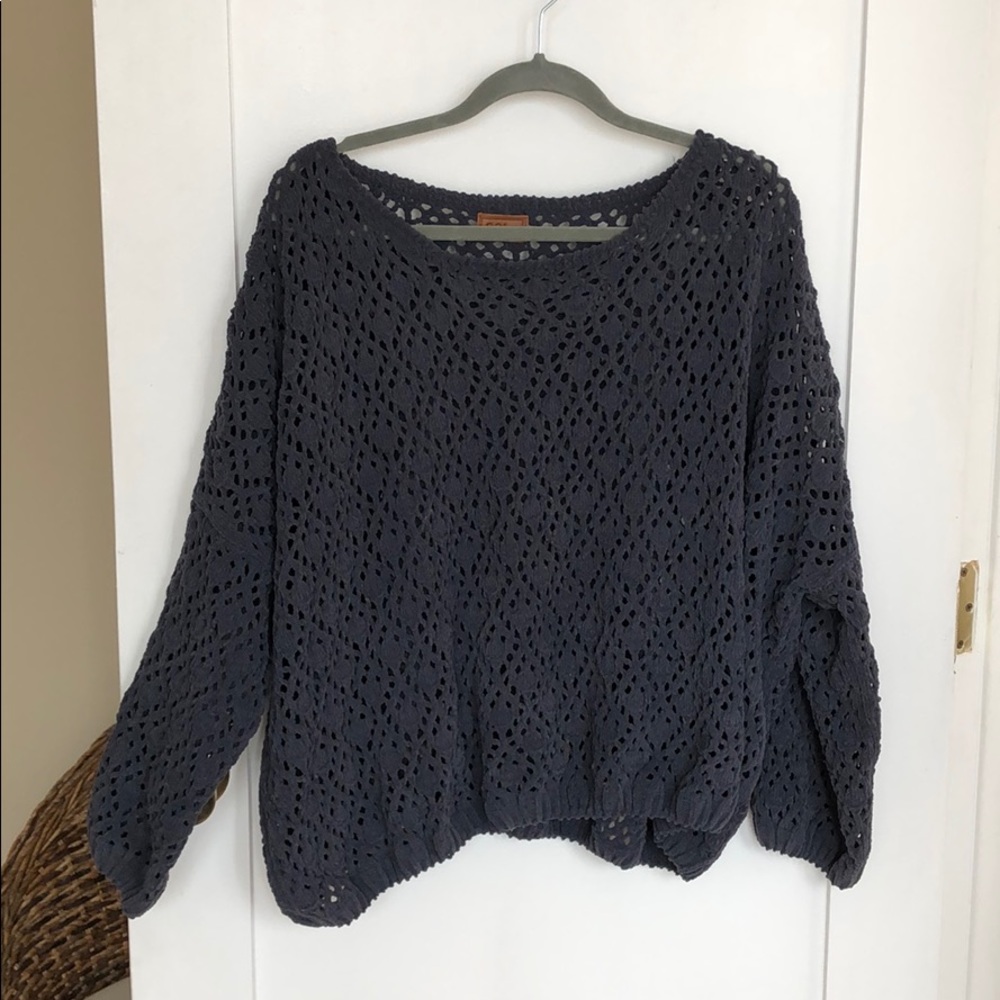POL woven navy sweater pullover